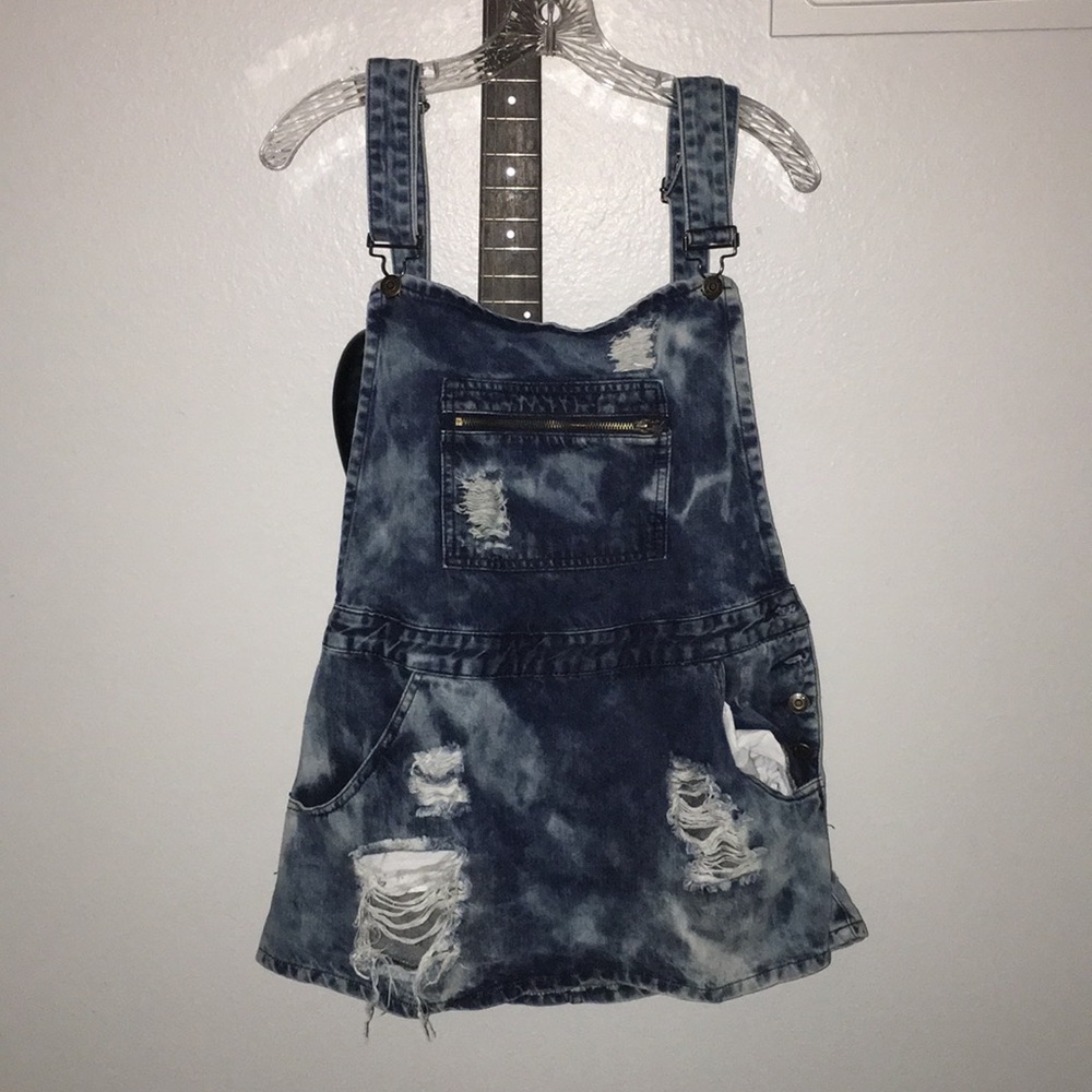 Denim washed overalls